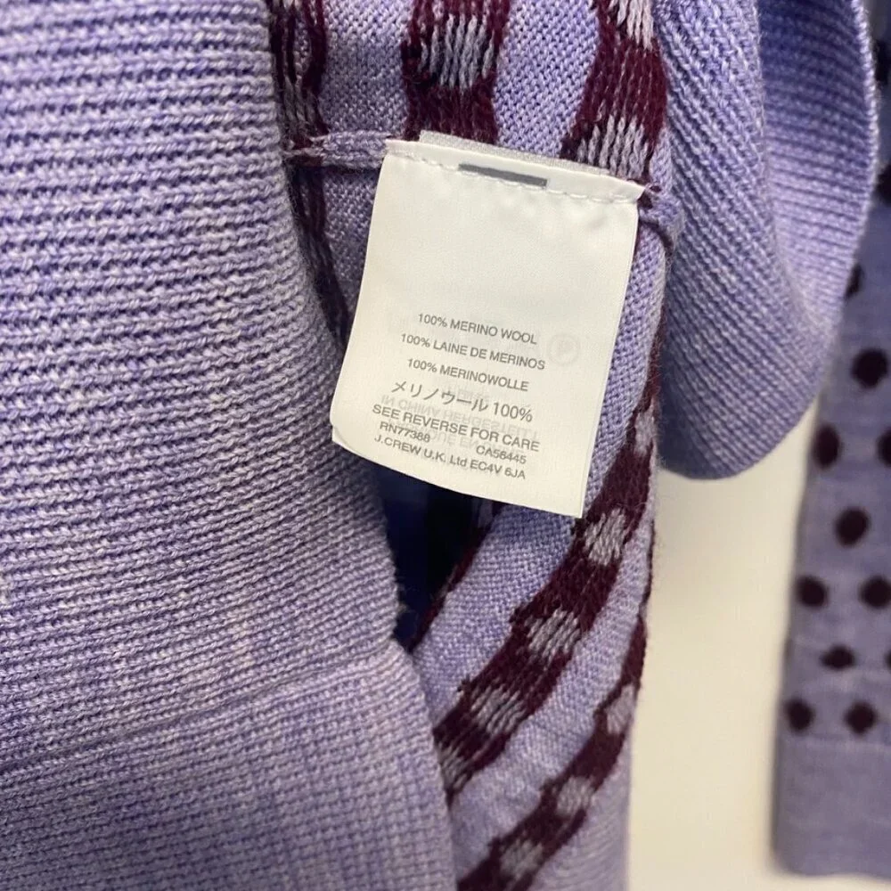 J. Crew 100% Merino Wool Purple Polka Dot Sweater